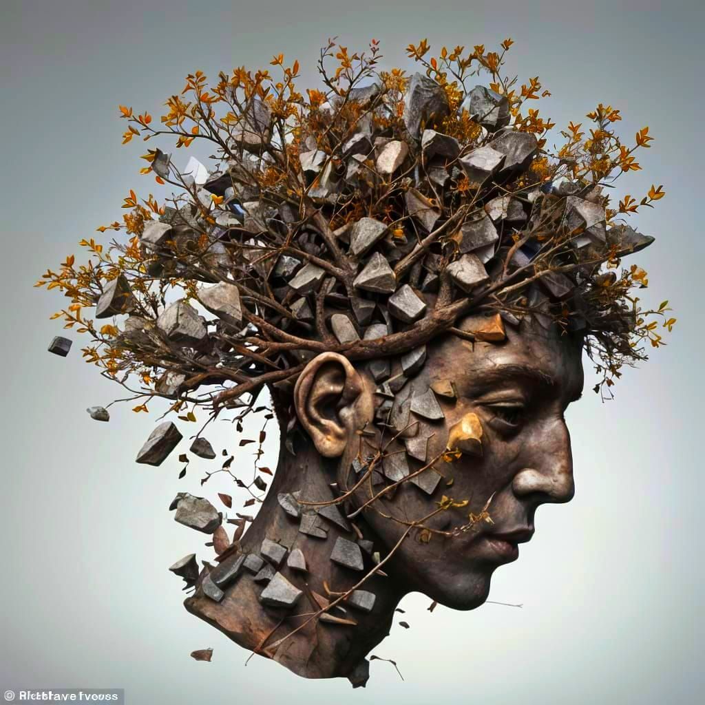 Abstract Faces Hidden in Cliffside Vegetation