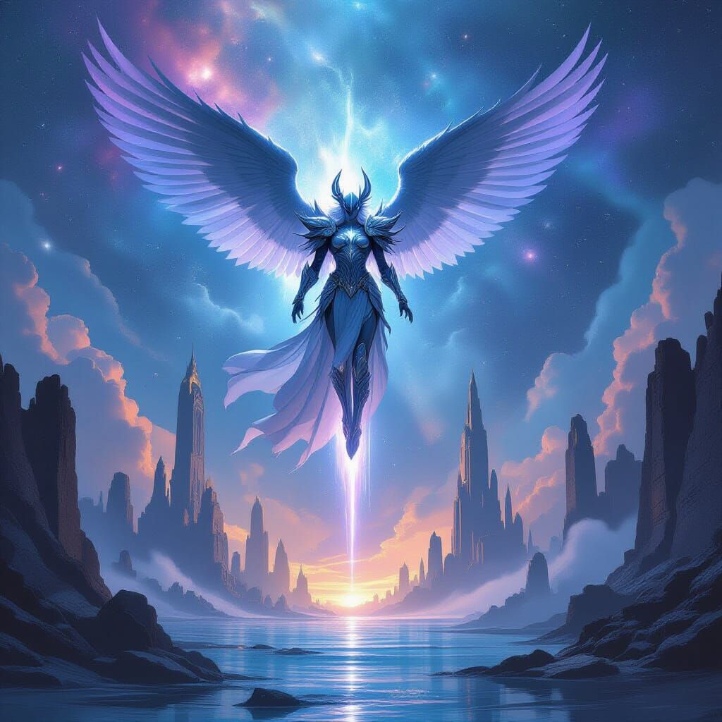 Valkyrie Descends on Luminescent Crystal City