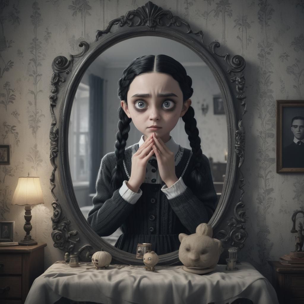 Wednesday Addams Portrait in Gothic Style