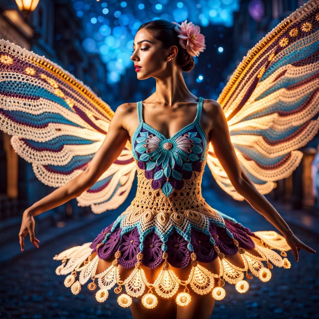 Ballerina in a lace butterfly costume