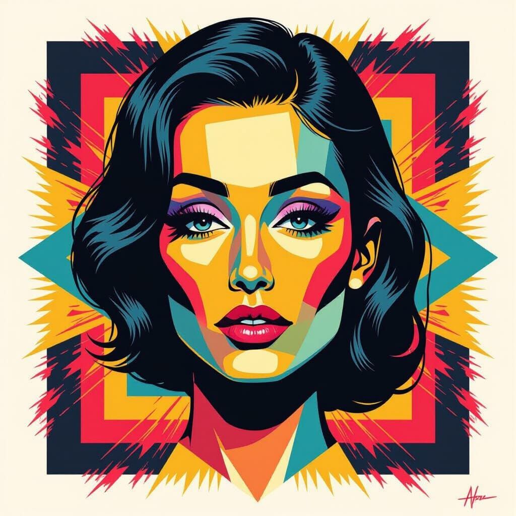 Pop Art Screen Print With Splash Elements