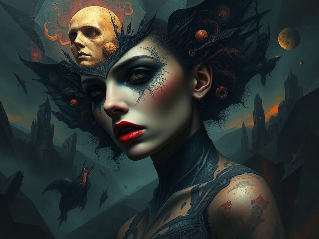 Surreal Subconscious Dreamscape in Gothic Biomechanical Styl...