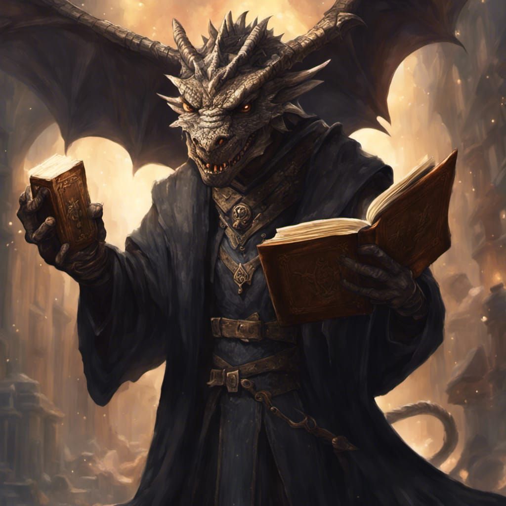 Dragonborn Wizard Portrait in Dark Fantasy Style