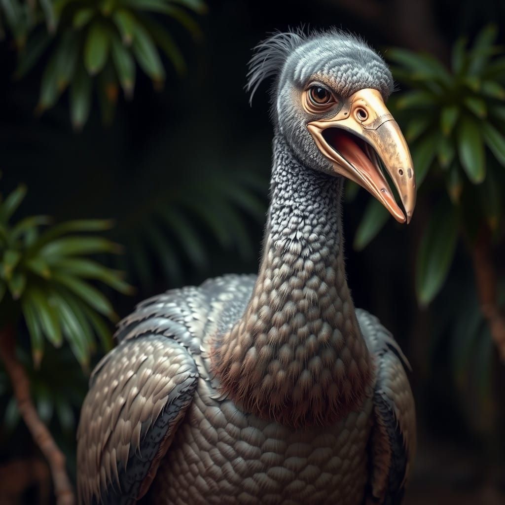 Hyperrealistic Dodo Bird in Defiant Stance