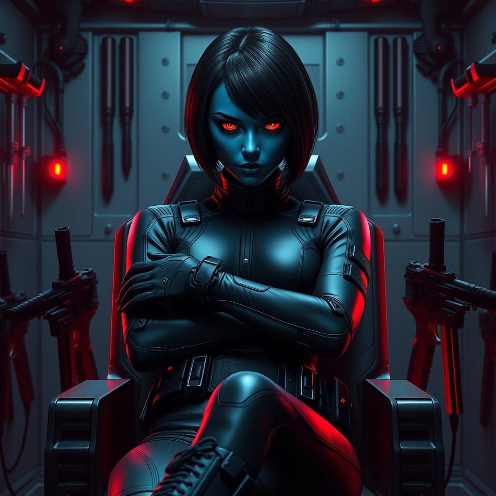 Cyberpunk Spy Exudes Mystique and Ruthless Intent