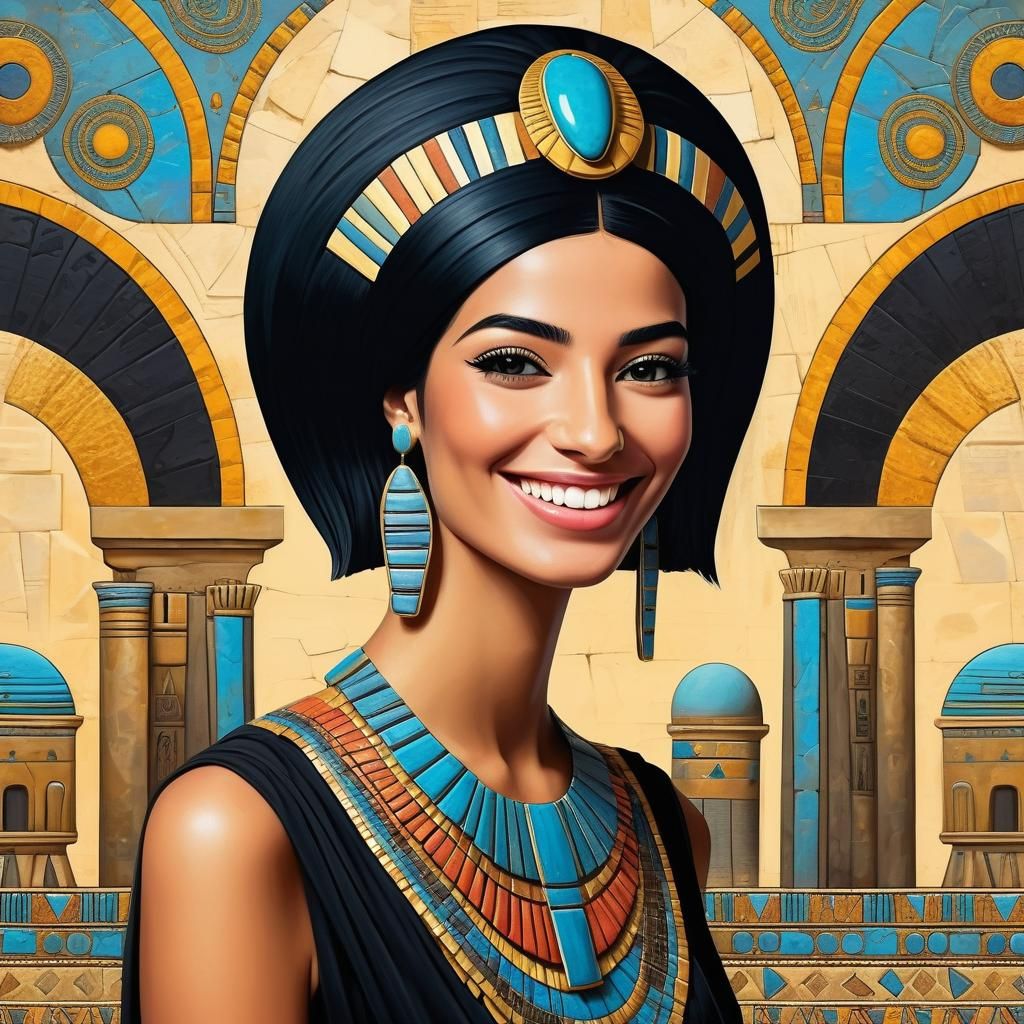 Egyptian Woman Portrait in Surrealist Style