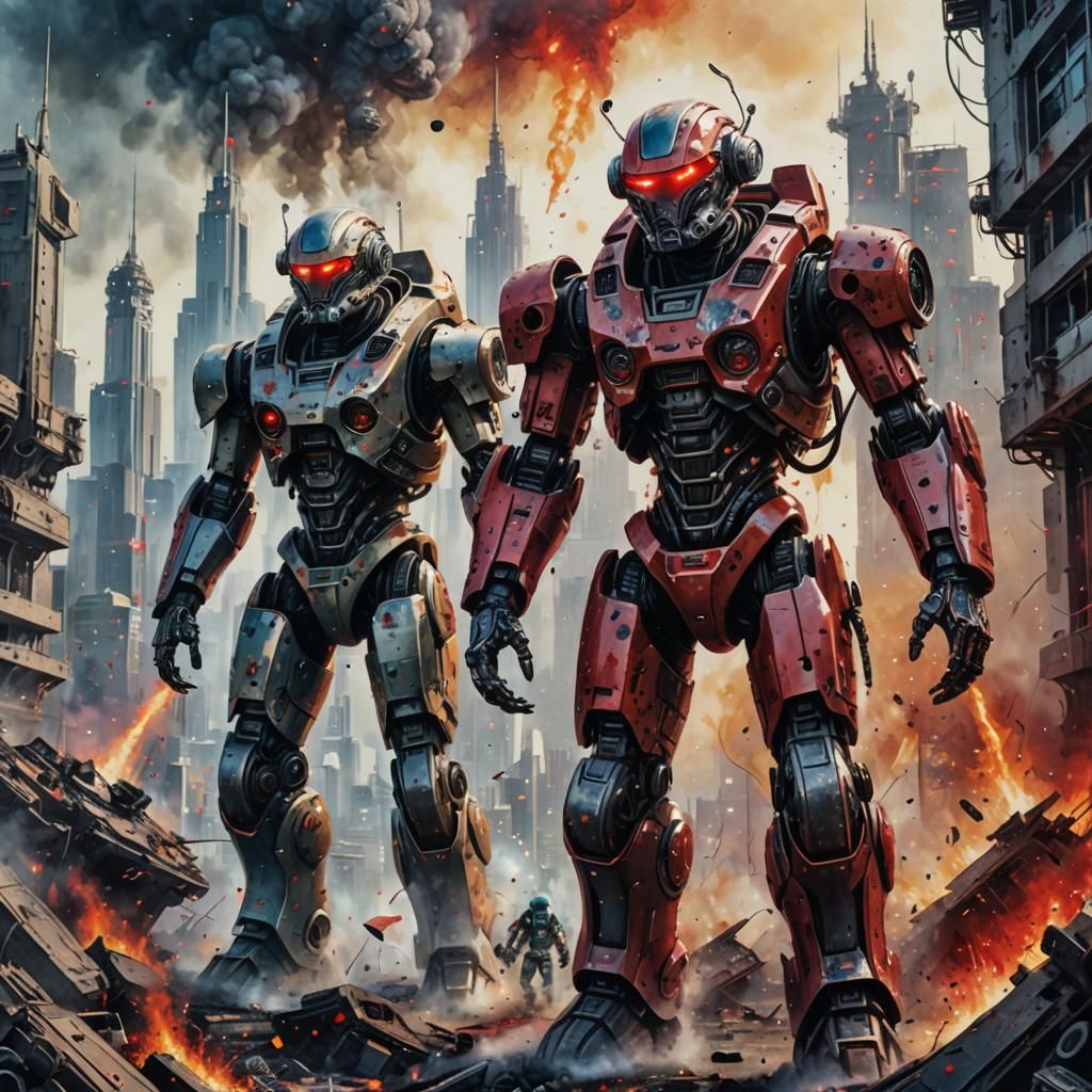 Robots in Fierce Battle on Alien World