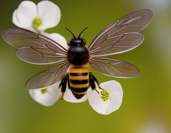 Bee in Flight: A Detailed Portrait
