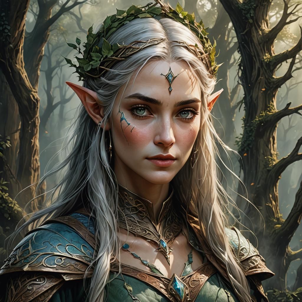 Elven Portrait in Vintage Fantasy Style