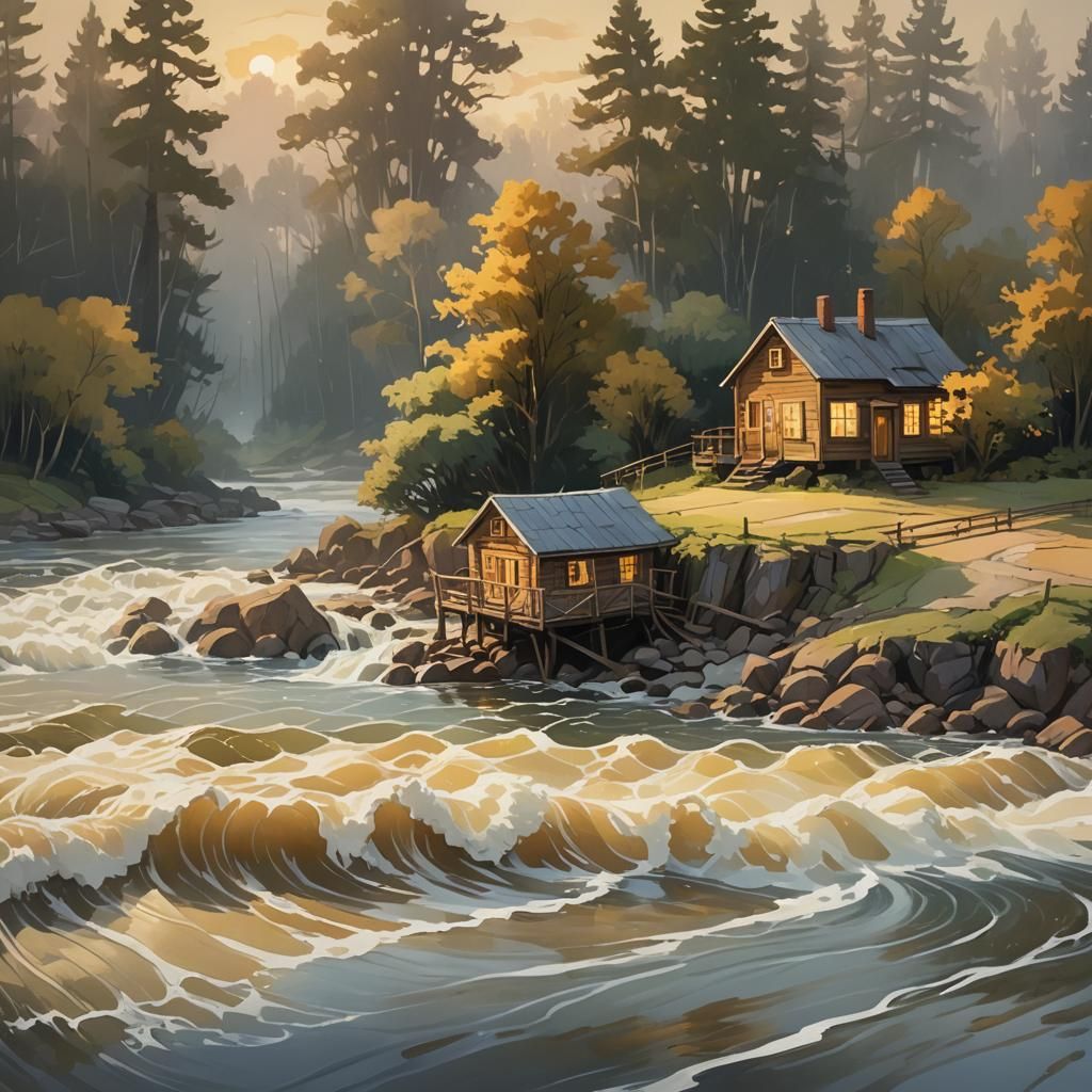 Impressionist River House Concept Art
