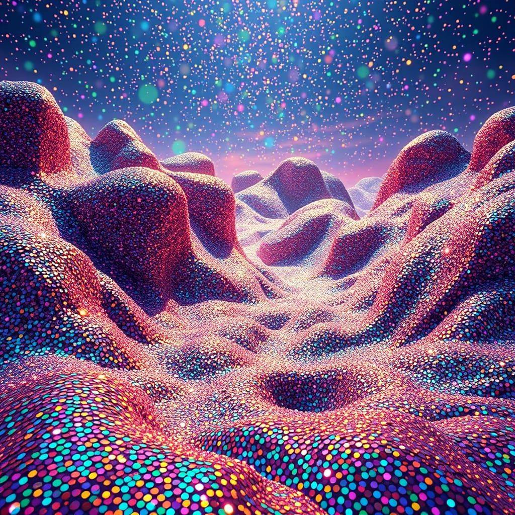 Sequin-Covered Dreamscape in Ethereal Iridescence