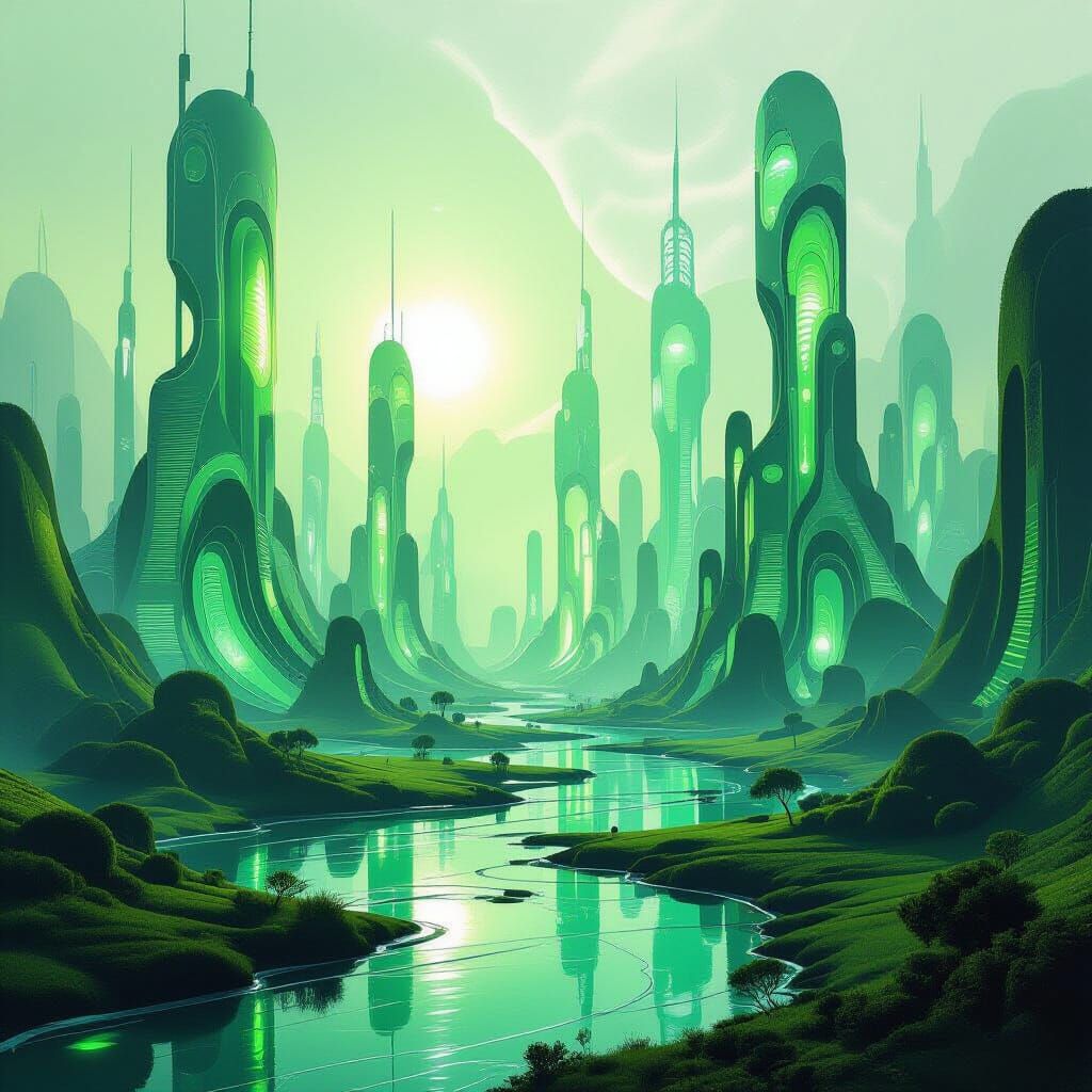 Ecological Alien City: Green Abstract Expressionism