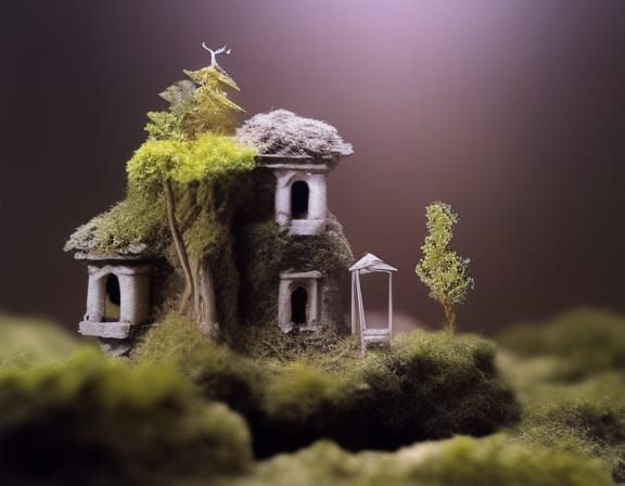 Enchanting Miniature Castle by Lake, Anime Art