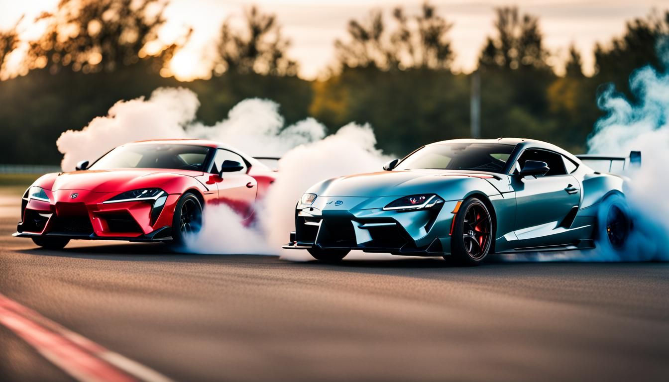 Robocats Drifting Supra and Lamborghini: Professional Photog...
