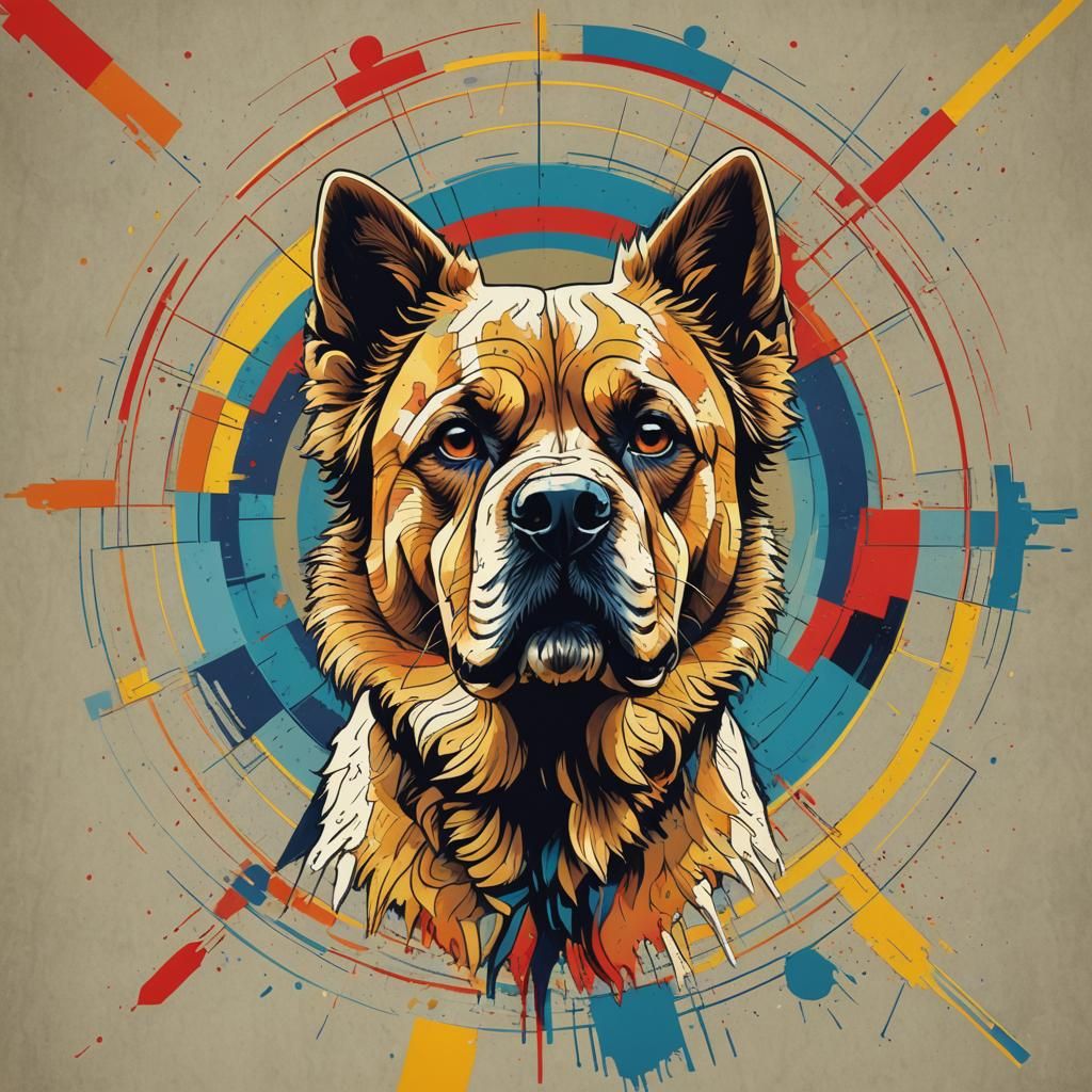 Pop Art Dog Screen Print in Bauhaus Style