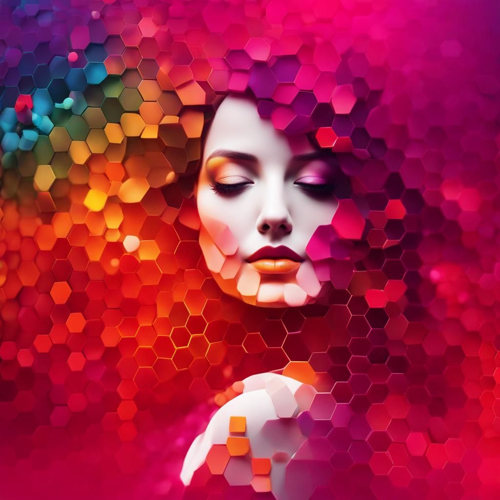 Molecular Mosaic: Woman in Ombre Colors