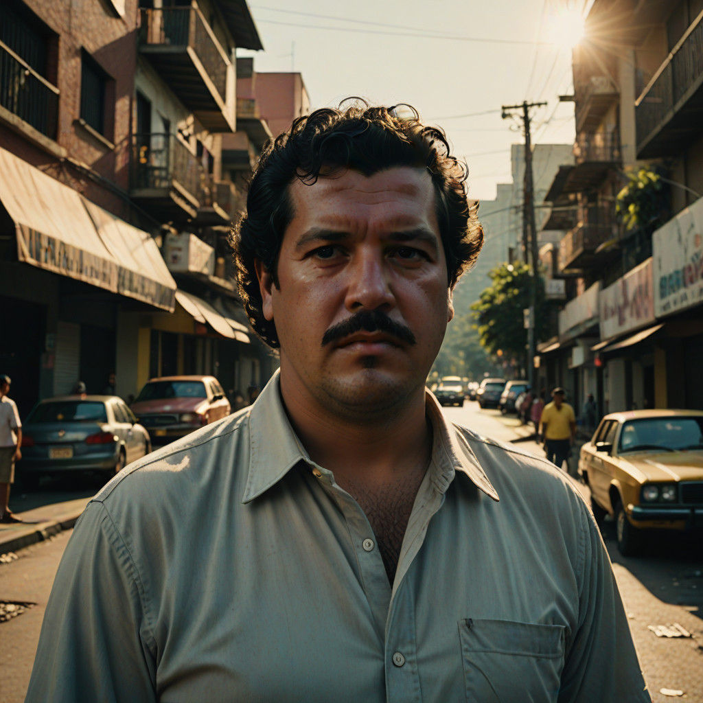 Cinematic Pablo Escobar in Medellin Streets