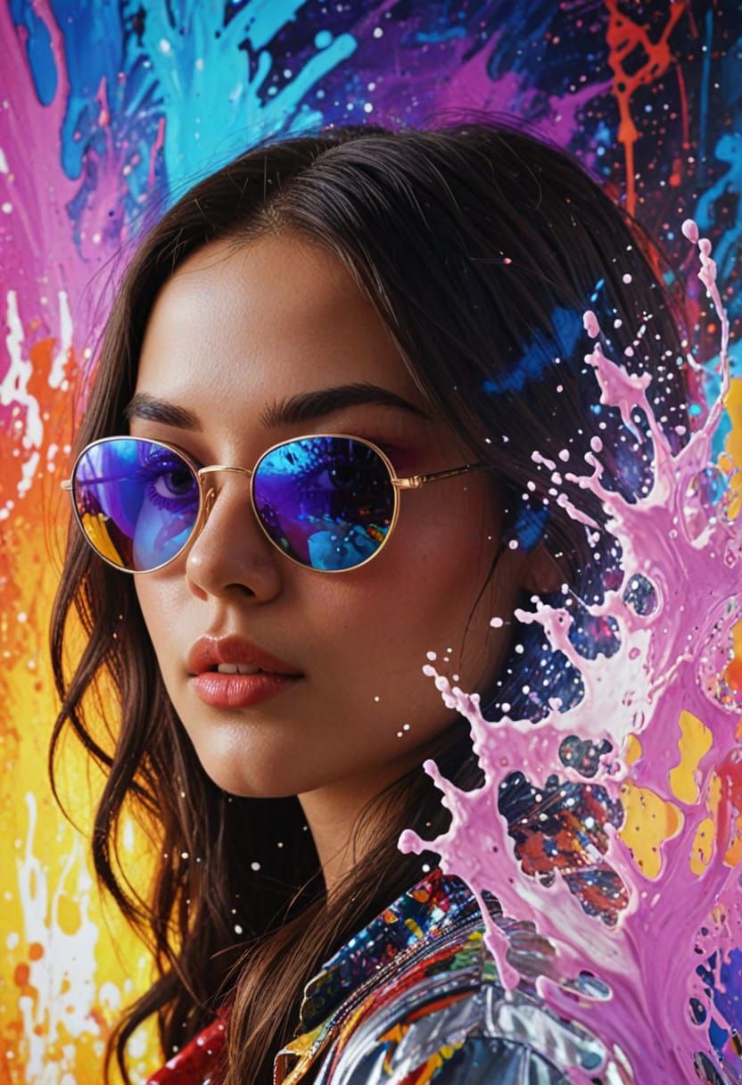 Fantastical Face in Vibrant Radiant Abstraction