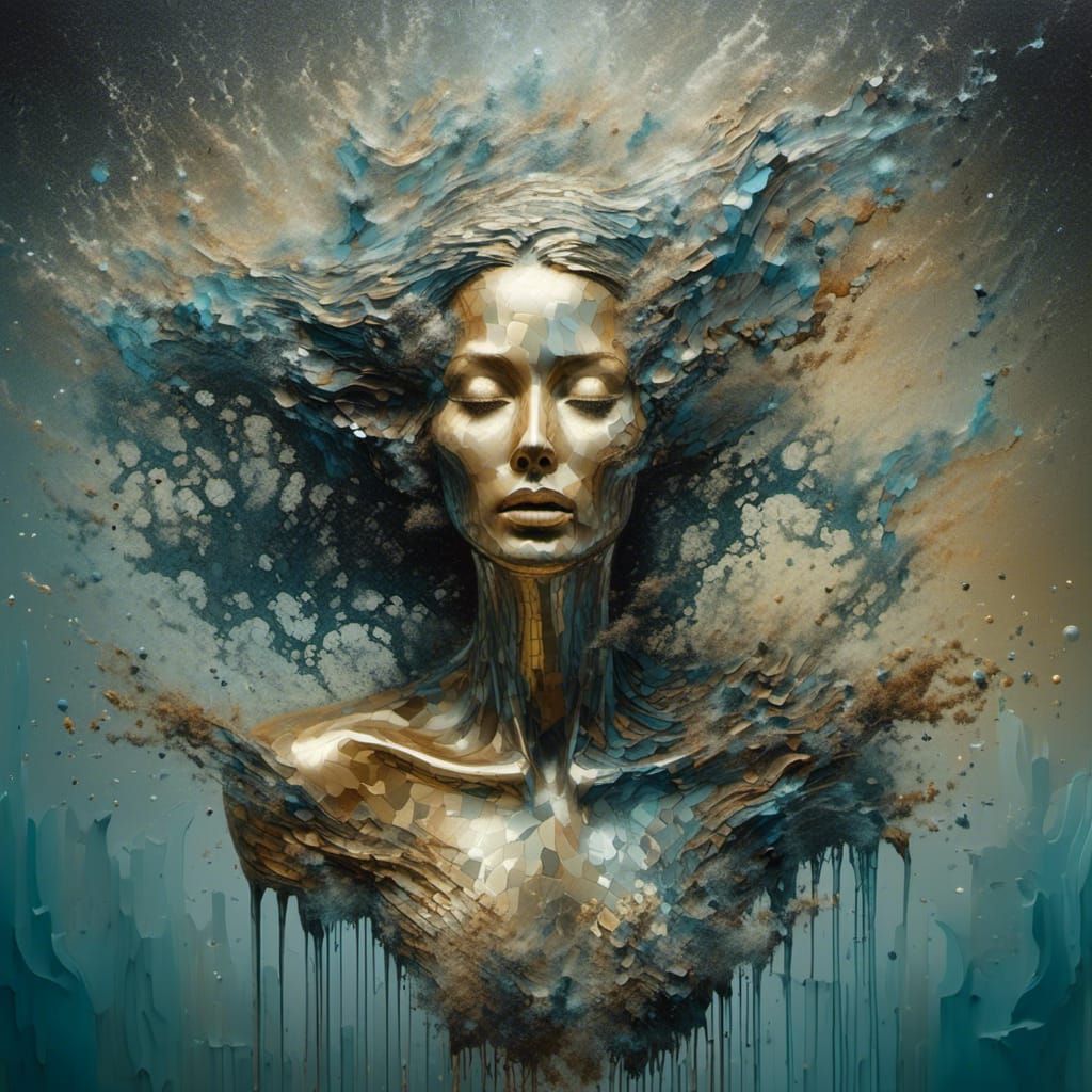 female figure melting . <lora:Cubist-Dust:...