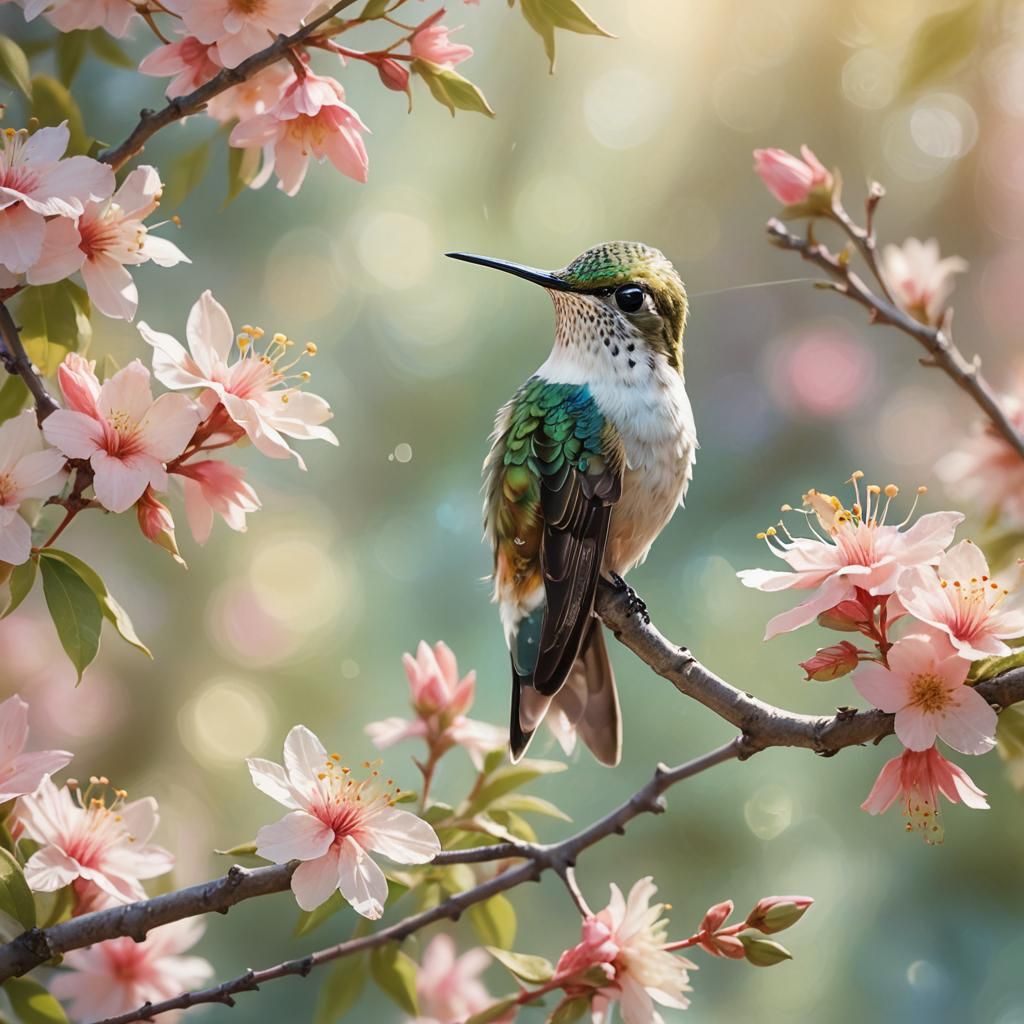 Hummingbird in Divine Sunshine: Soft Focus Art