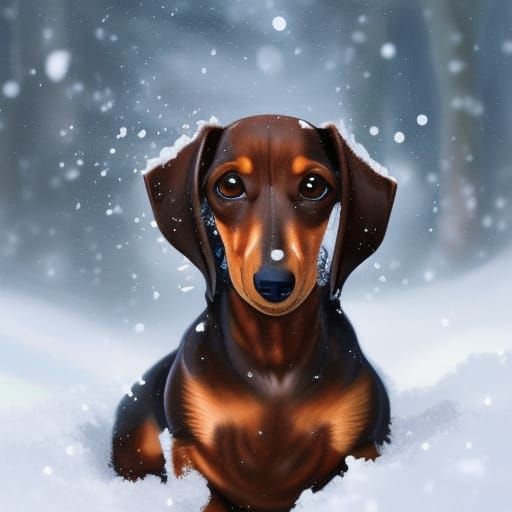 Dachshund in the snow