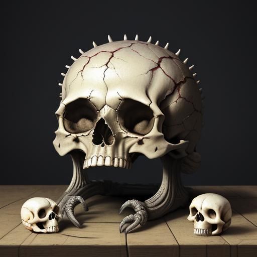 Ornate Skull Worms in Modern Kitchen