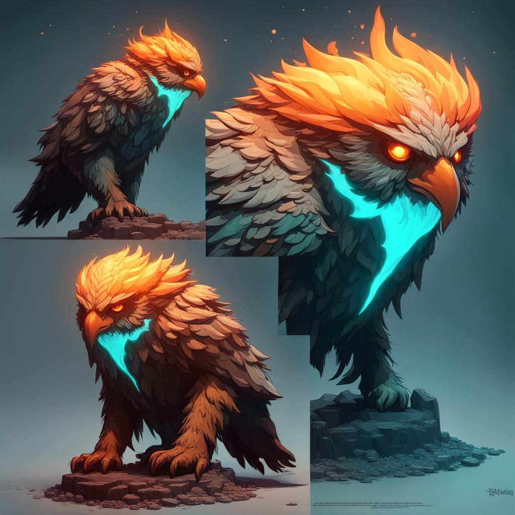 Hyperdetailed Flaming Owlbear Concept Art
