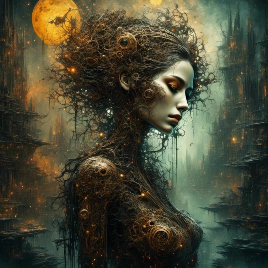 Surreal Dreamscape with Cascading Waterfalls