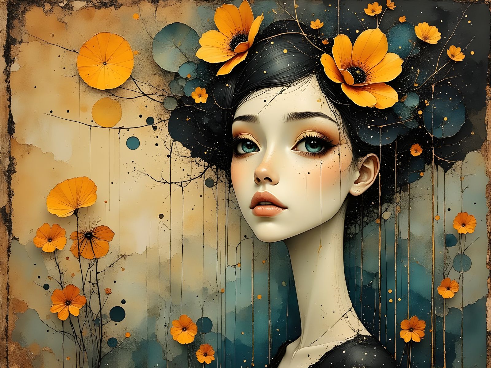 Ethereal Water Goddess in Art Nouveau Style