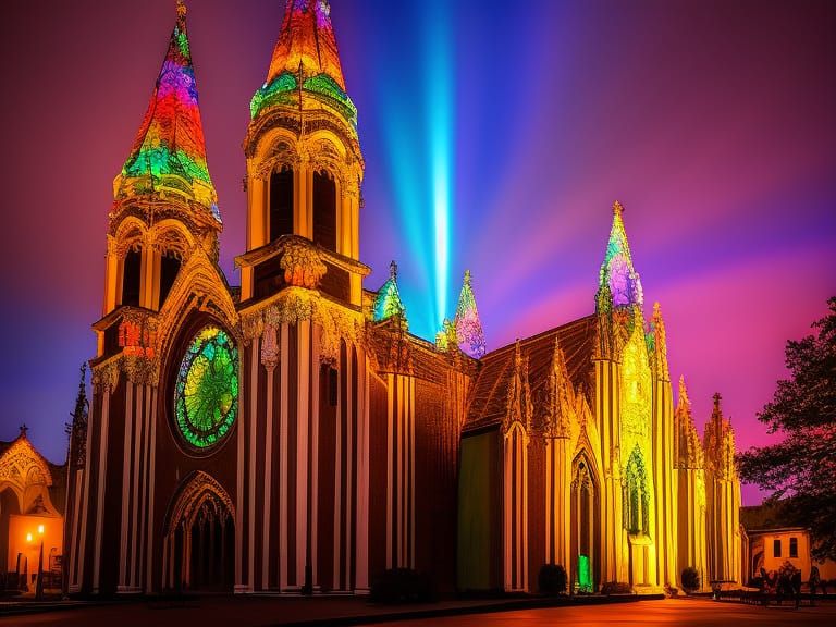 Underwater Gothic Church in Watercolor Wonderland
