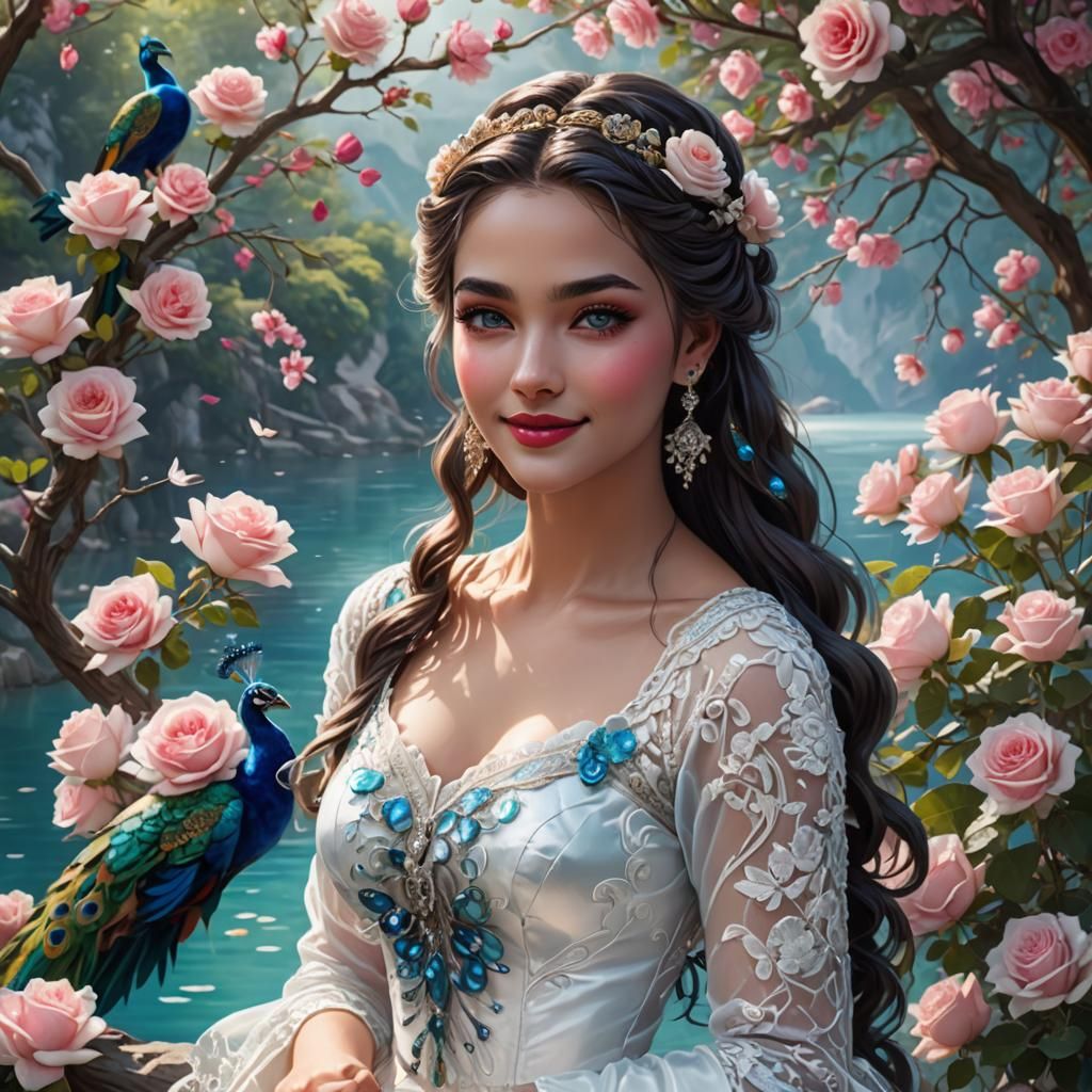 Beautiful Girl with Braided Hair, Fantasy Illustration