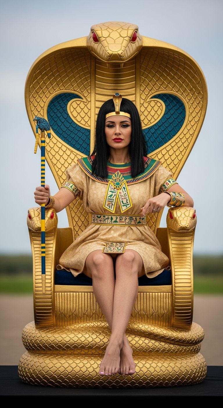 Egyptian Queen on Cobra Throne, Leibovitz Style Portrait