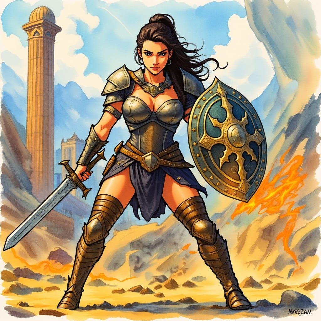Female Warrior in Artgerm Comic Book Style