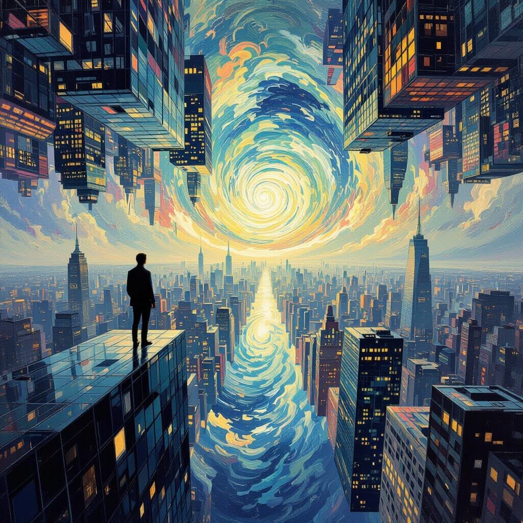 Mirrored City with Impossible Perspectives