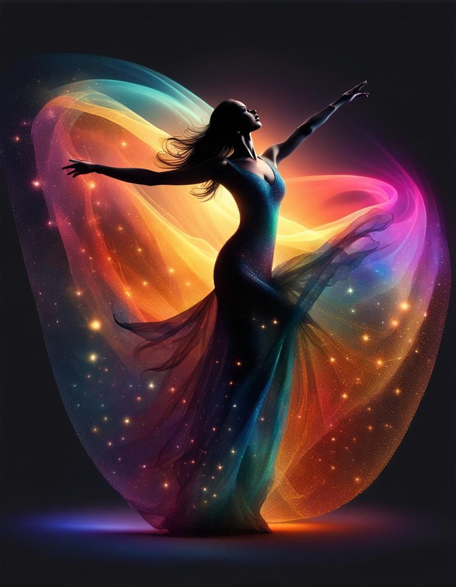Elegant Dancer Silhouette in a Glittering Dress