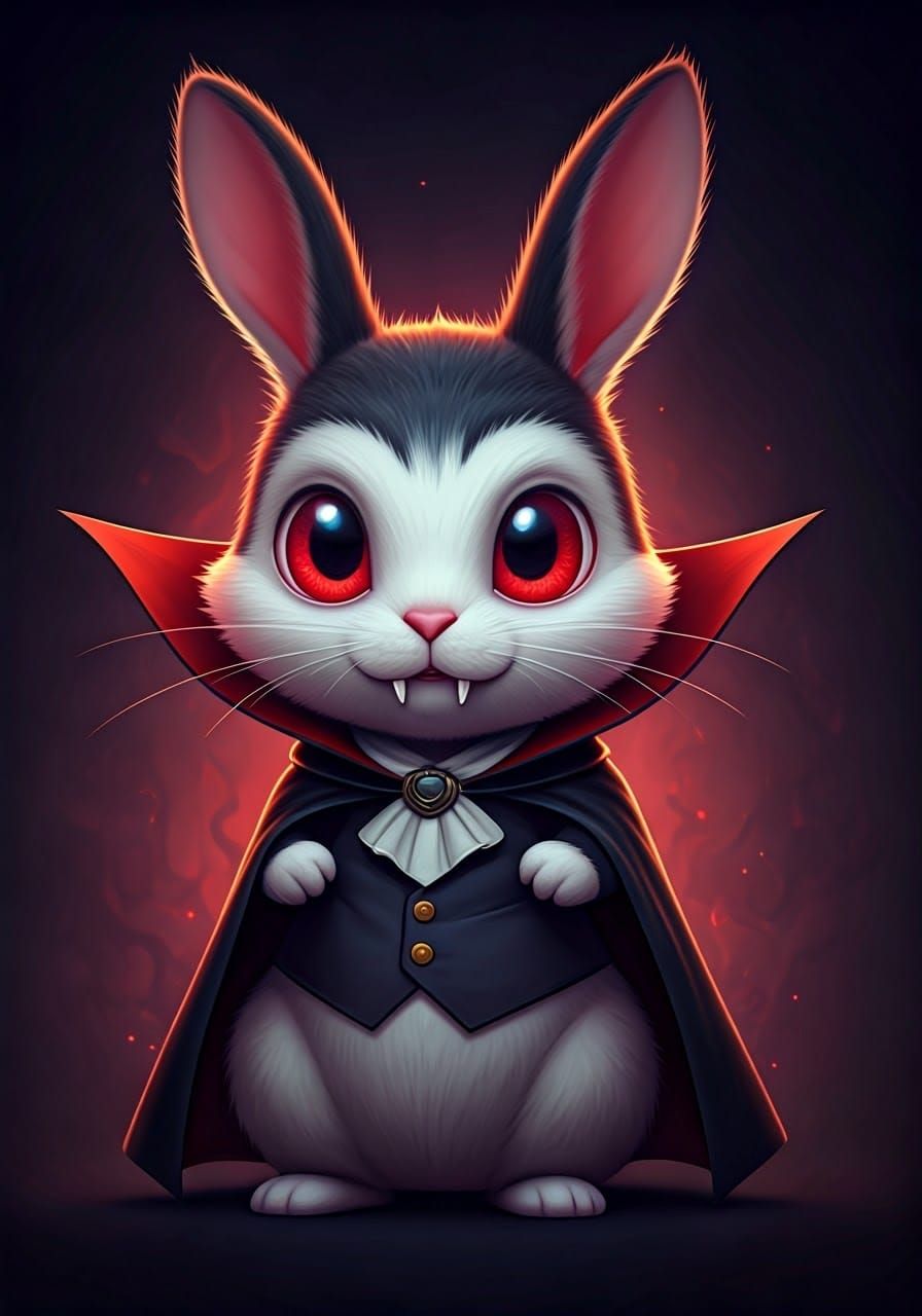 Chibi Vampire Rabbit in Anime Style