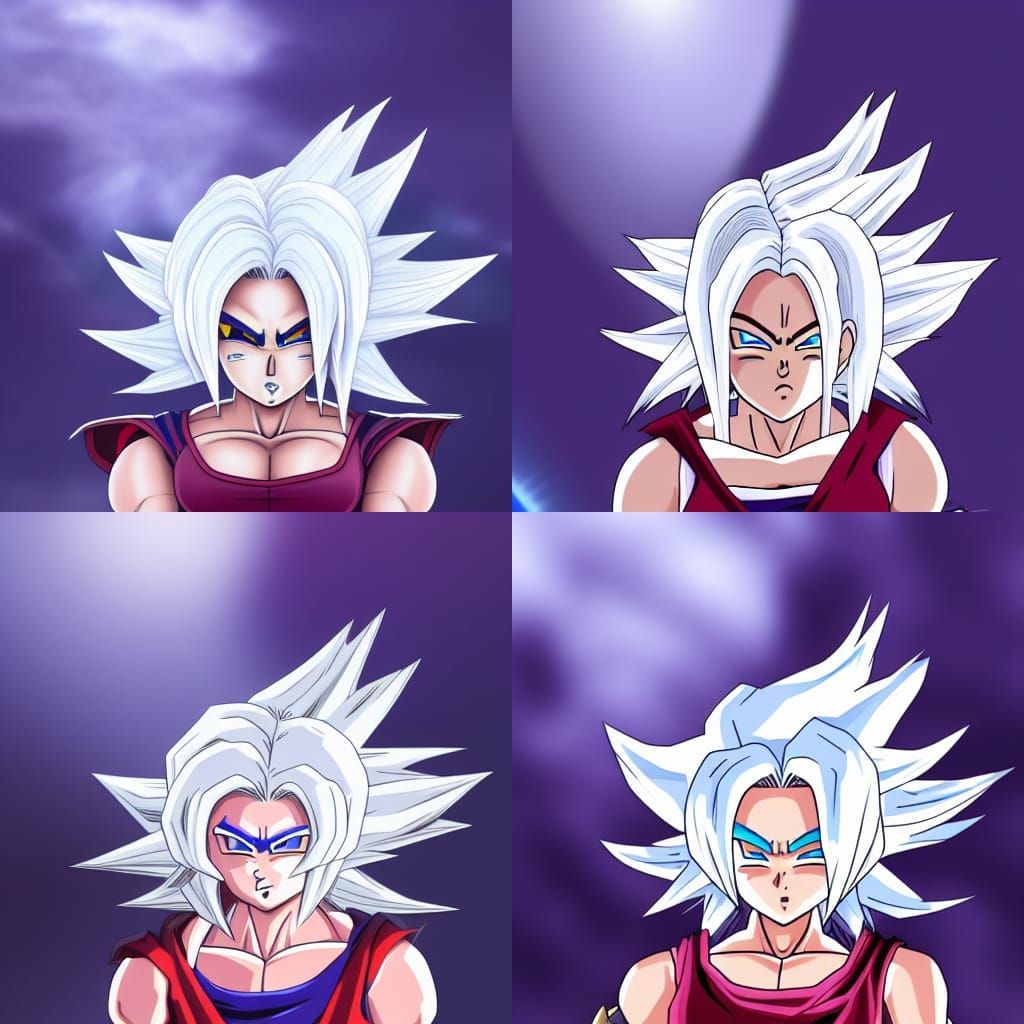 Saiyan Woman with White Hair and Blue Eyes