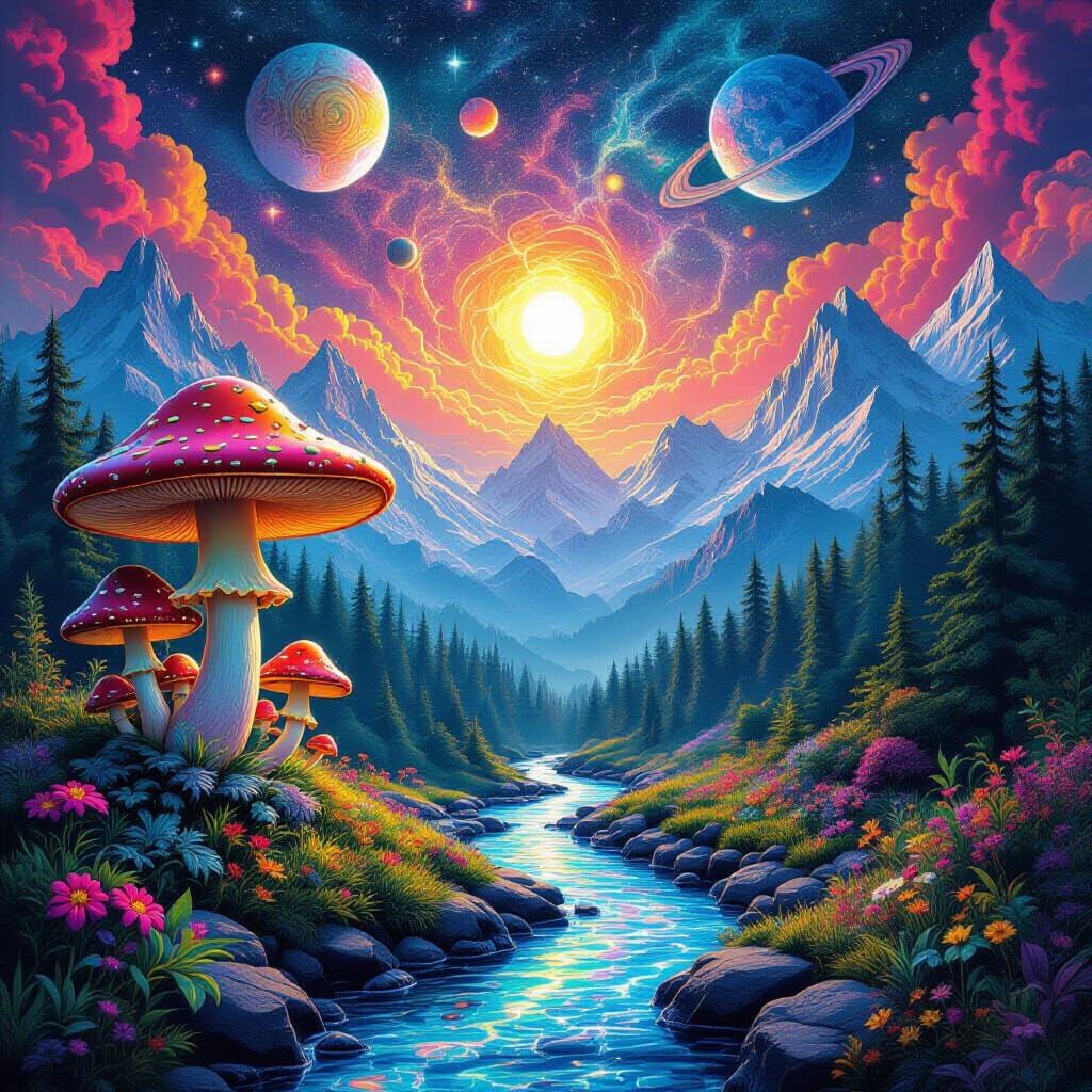 Psychedelic Mushroom Forest Album Cover