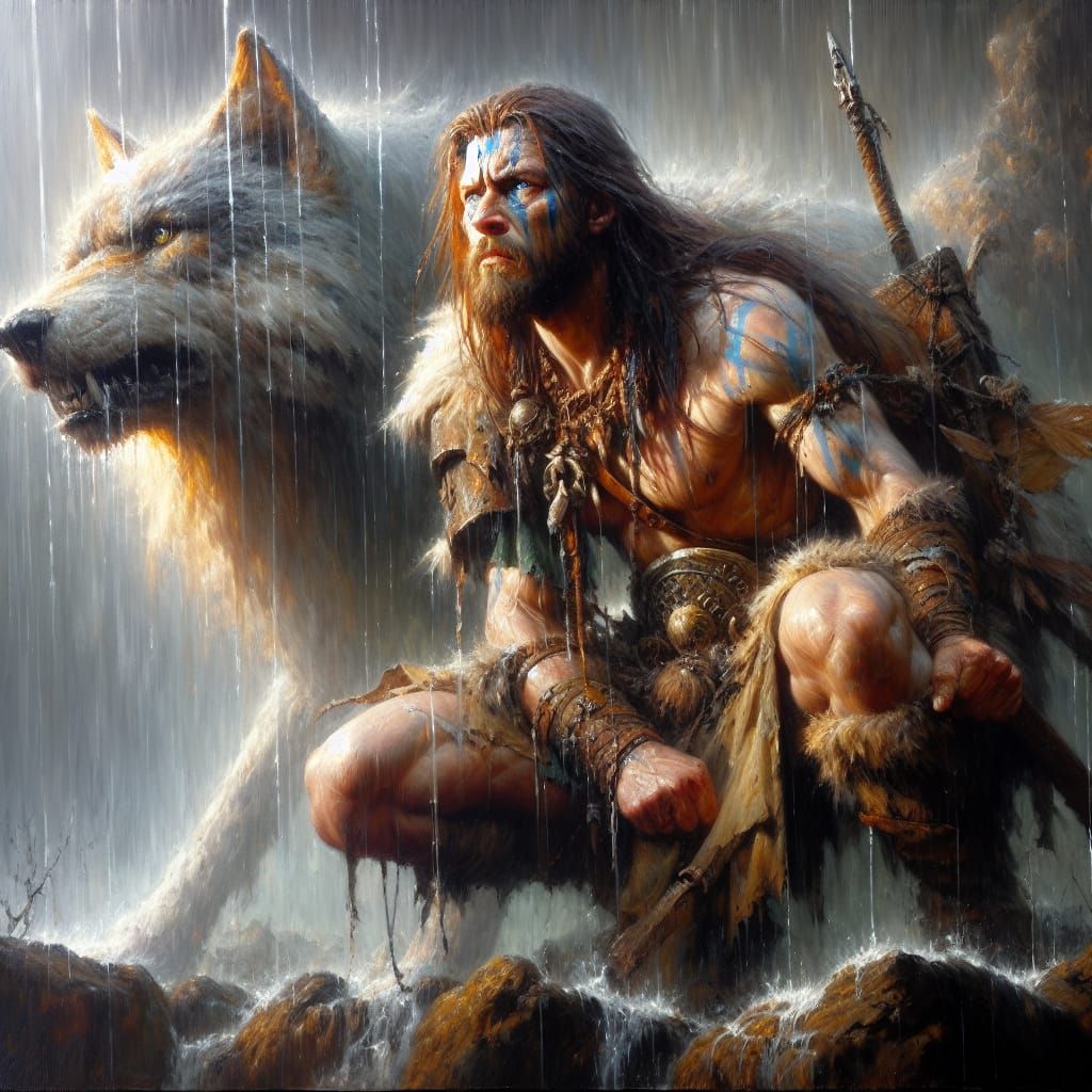 Barbarian and his Dire Wolf
