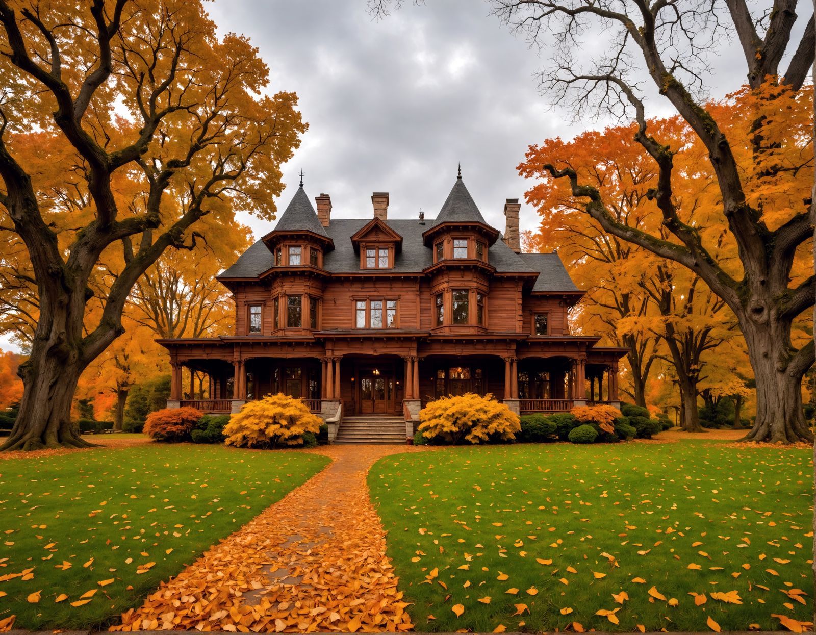 Hyperrealistic Autumn Mansion in Cinematic Style