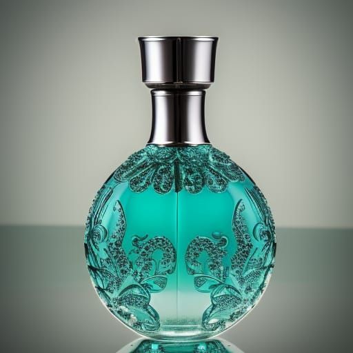 Teal Perfume Bottle, Professional Photography