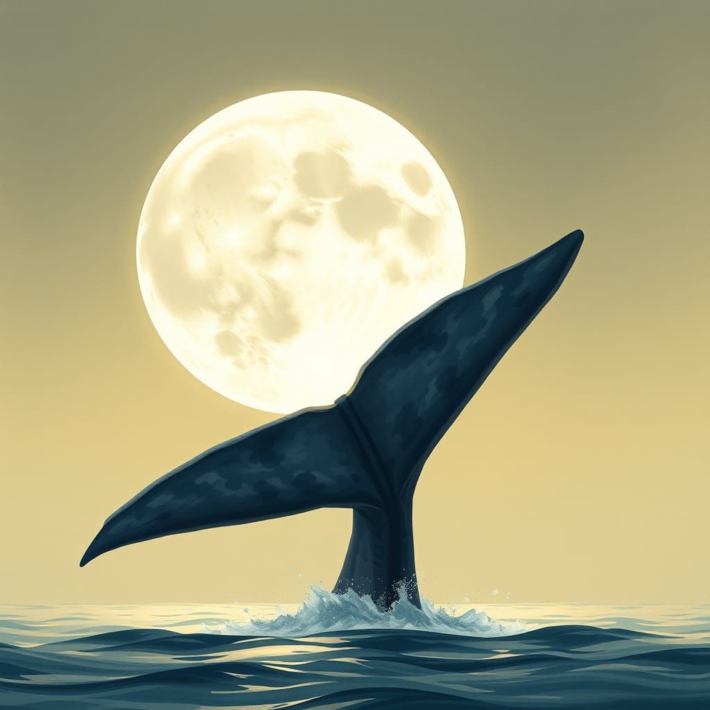Dreamy Moonlit Whale Tail Splash