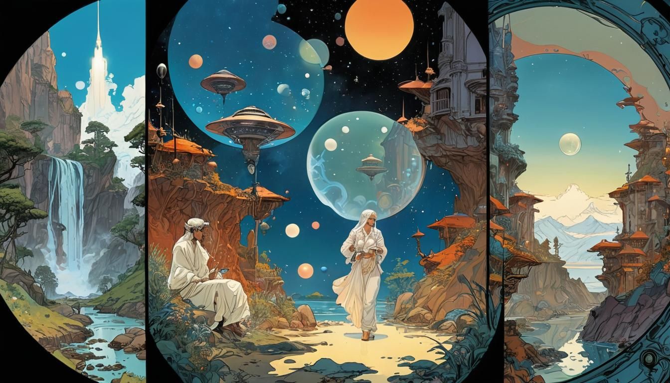 Cosmic Comic Book Art in Hopepunk Style