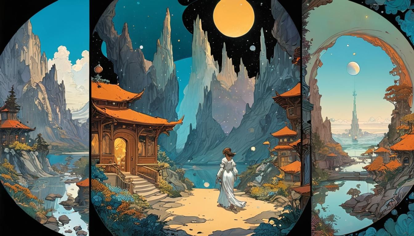 Cosmic Comic Book Art in Dye Transfer Style