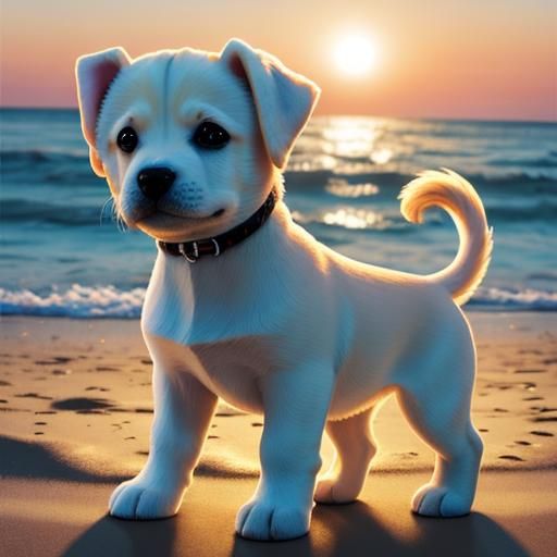 Puppy's Beach Day with Stuffy