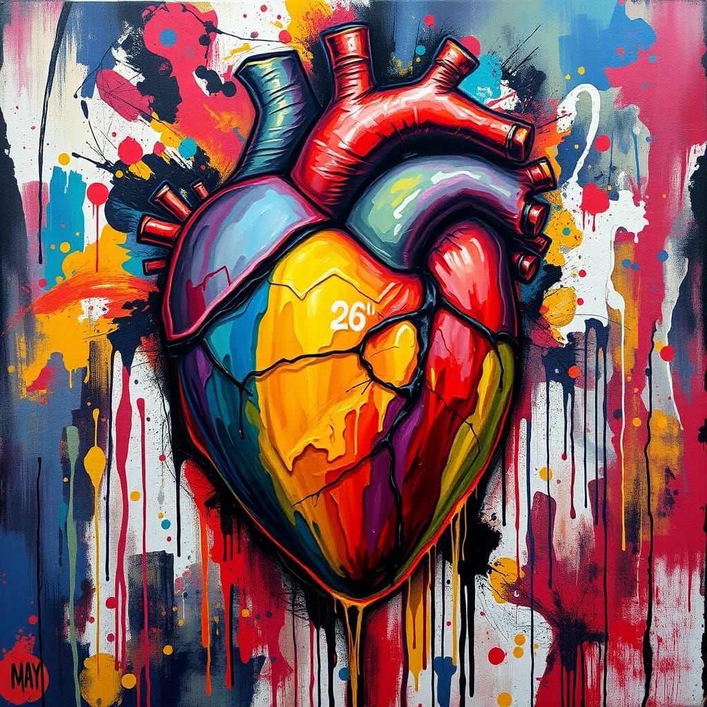 Polychromatic Heart in Vibrant Street Art Style