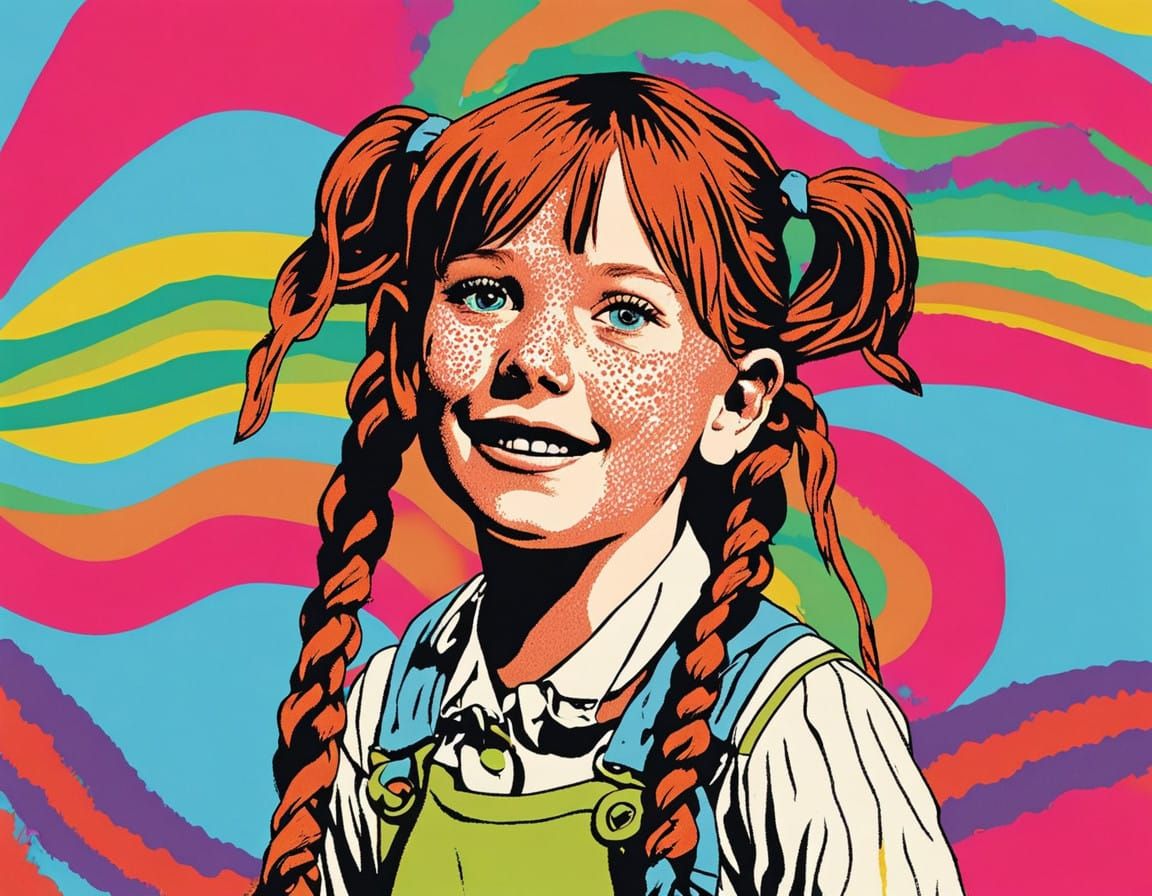 Psychedelic Pop Art Portrait of Pippi Longstockings