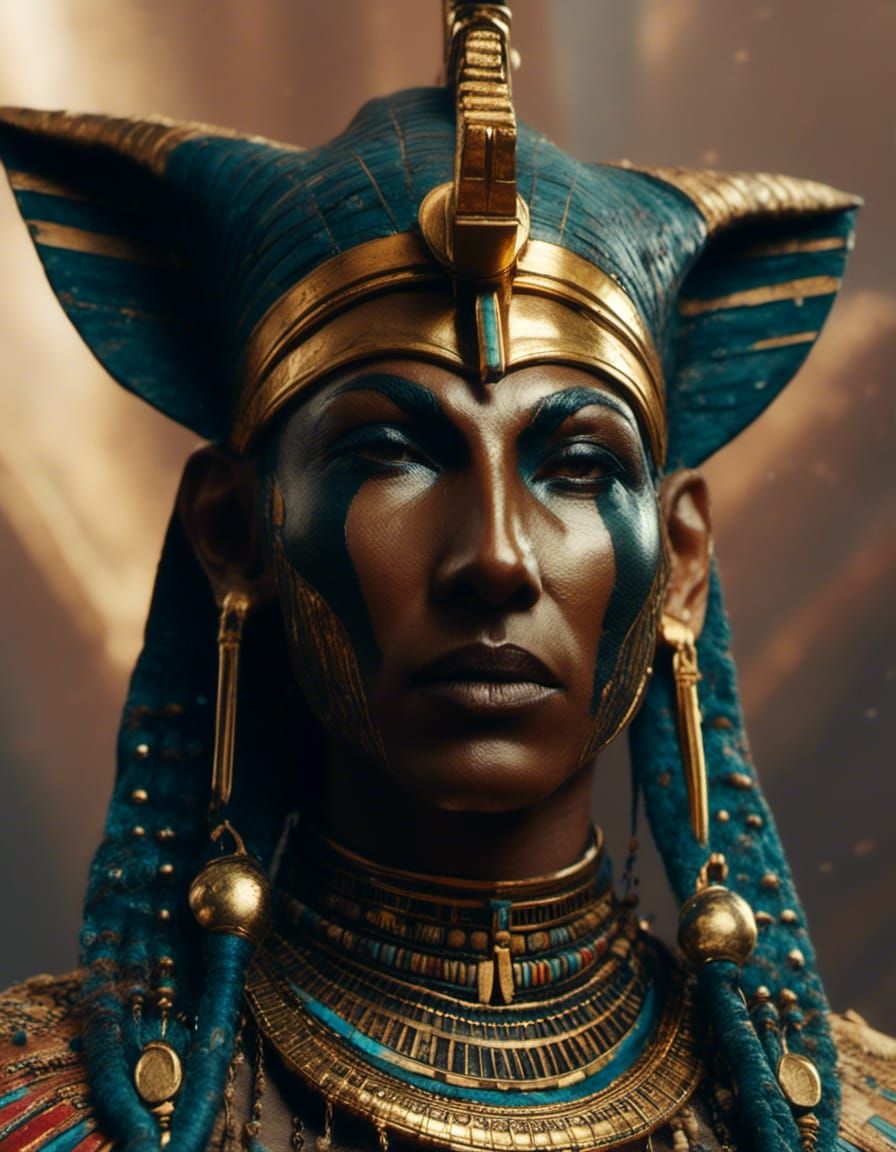 Hyperrealistic Portrait of Egyptian Pharaoh God