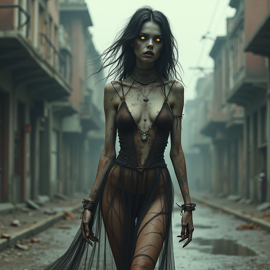 Undead Diva in Post-Apocalyptic Ruin