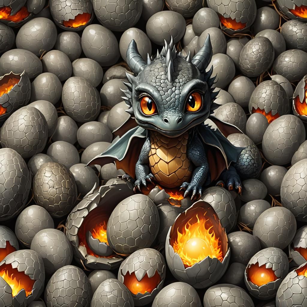 Cute Baby Dragon Hatching From Egg